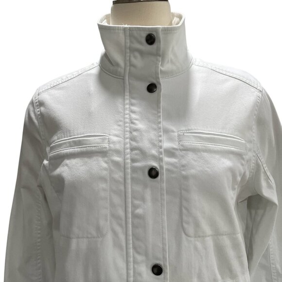 LL Bean White Utility Jacket PS Snap Button High Collar Outdoor Hiking Everyday - Picture 9 of 9